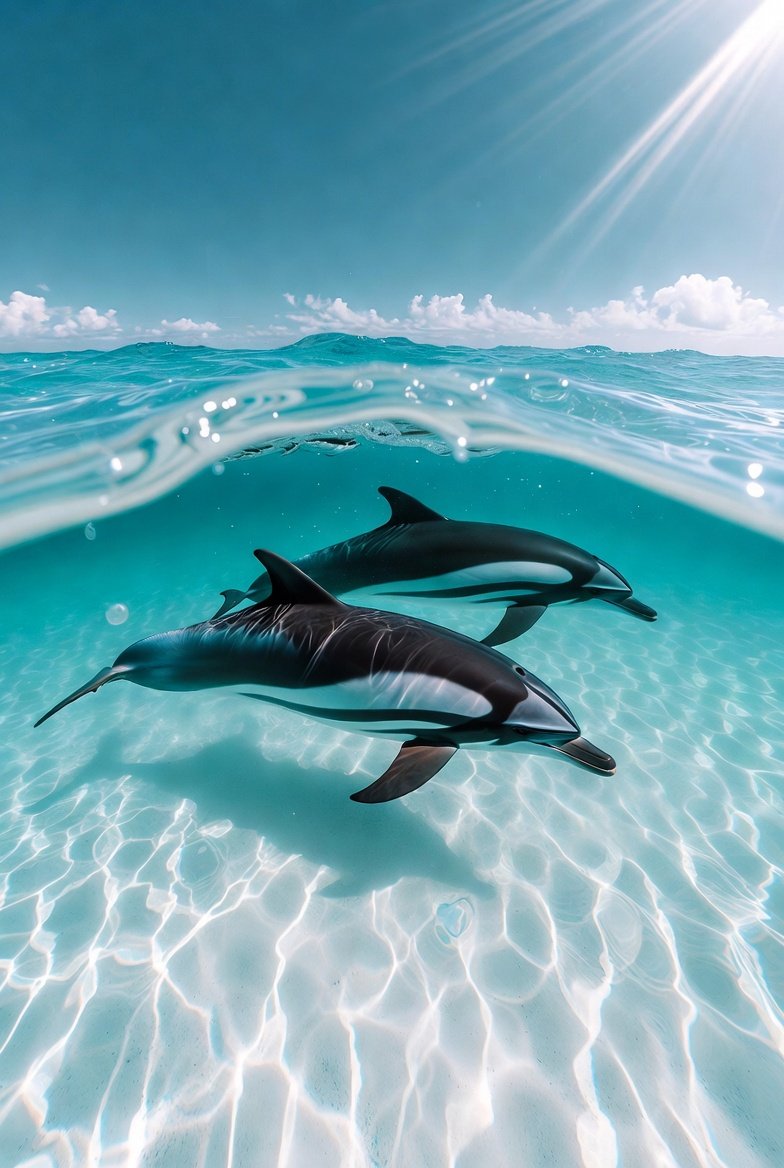 海洋壁纸中的优雅海豚