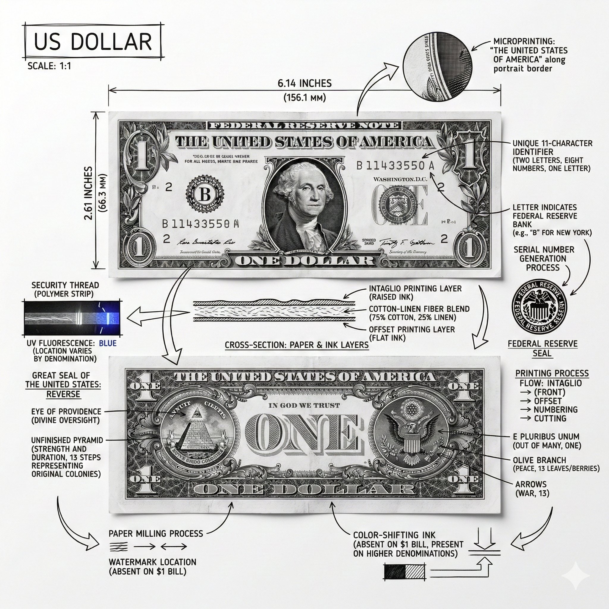 美元纸币信息图