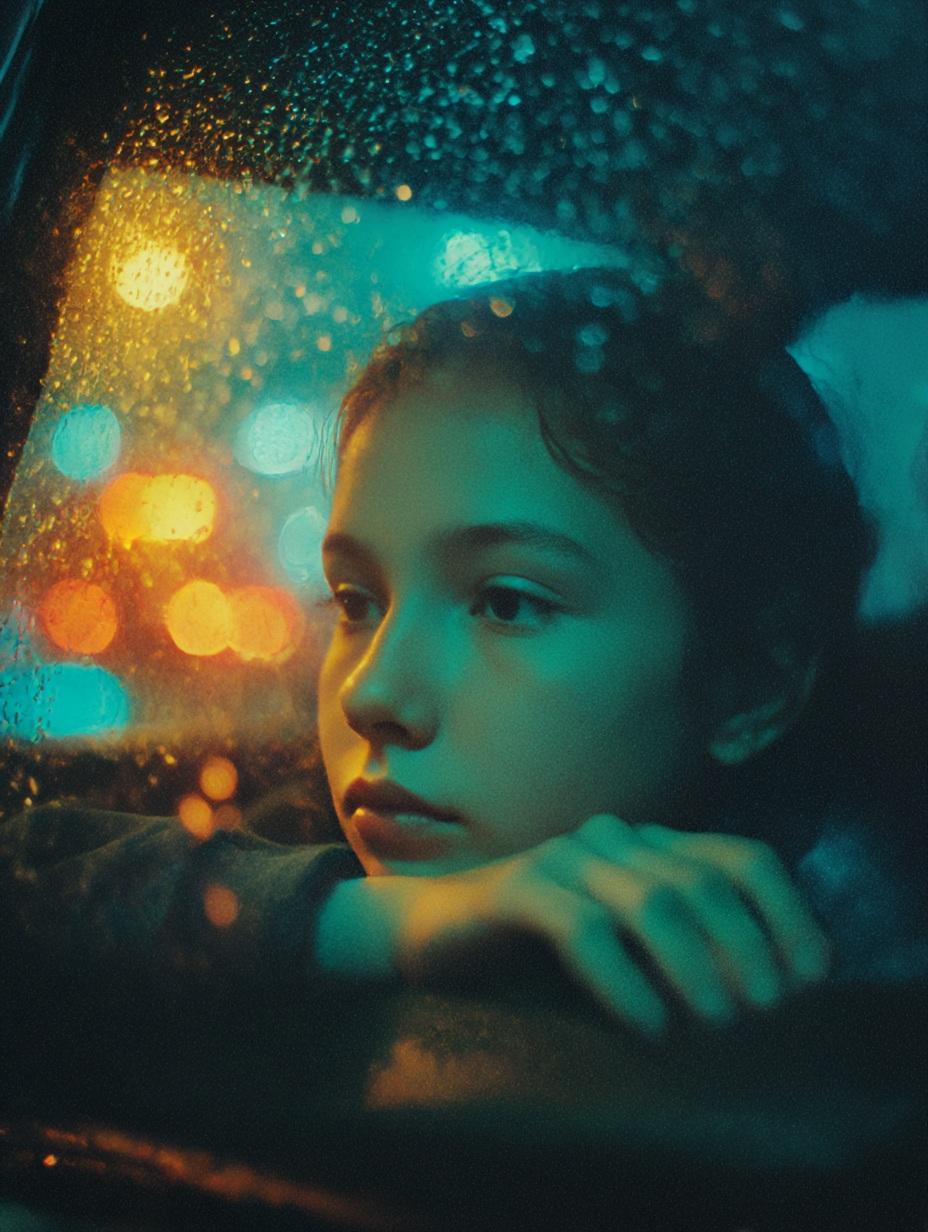 Gemini Nano Banana Pro - 夜间车内沉思儿童摄影