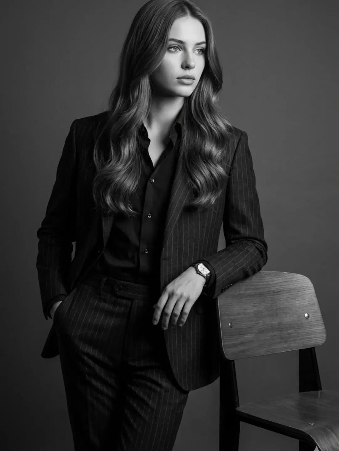 经典裁缝时尚黑白肖像