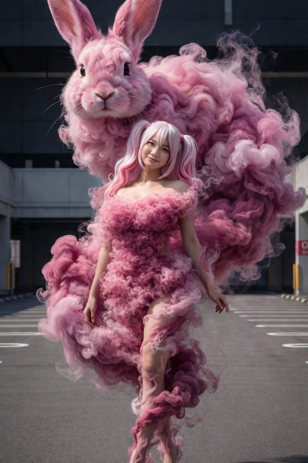 都市停车场中的奇幻时尚摄影