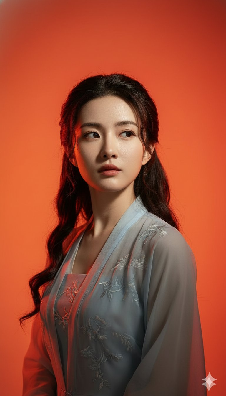 影棚灯光下的中国风古装美女