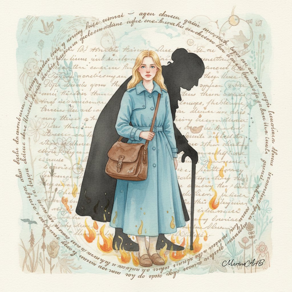 她在光芒中行走，但她的影子是记忆&mdash;&mdash;旧痛的轮廓、埋藏的智慧、内心的火焰