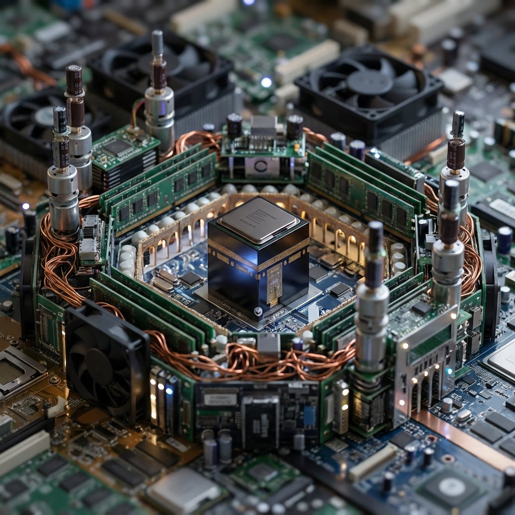 电脑零件构成的城市微缩景观