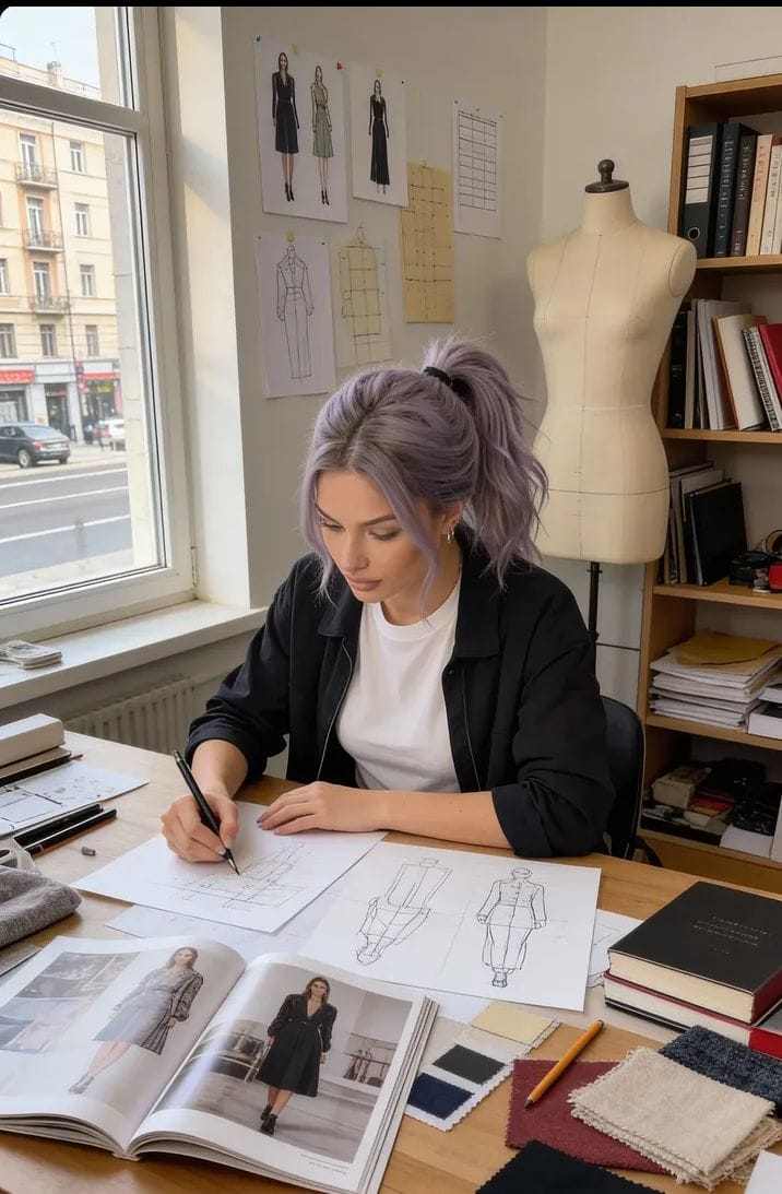 时尚设计师工作室真实生活摄影