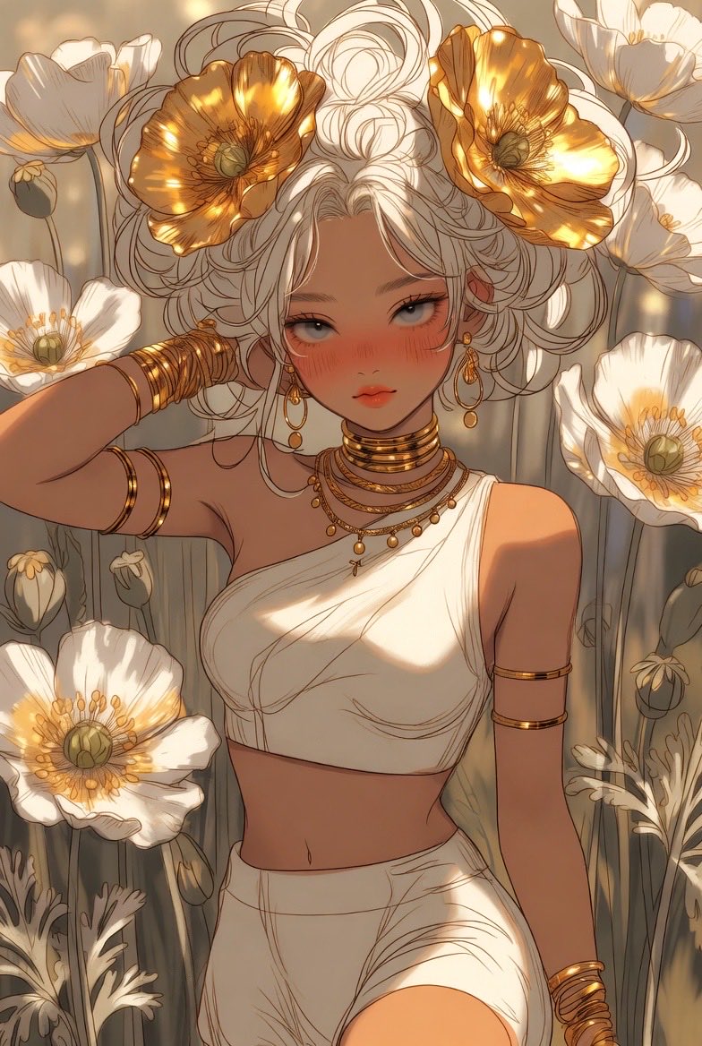 梦幻田野中的美丽女子