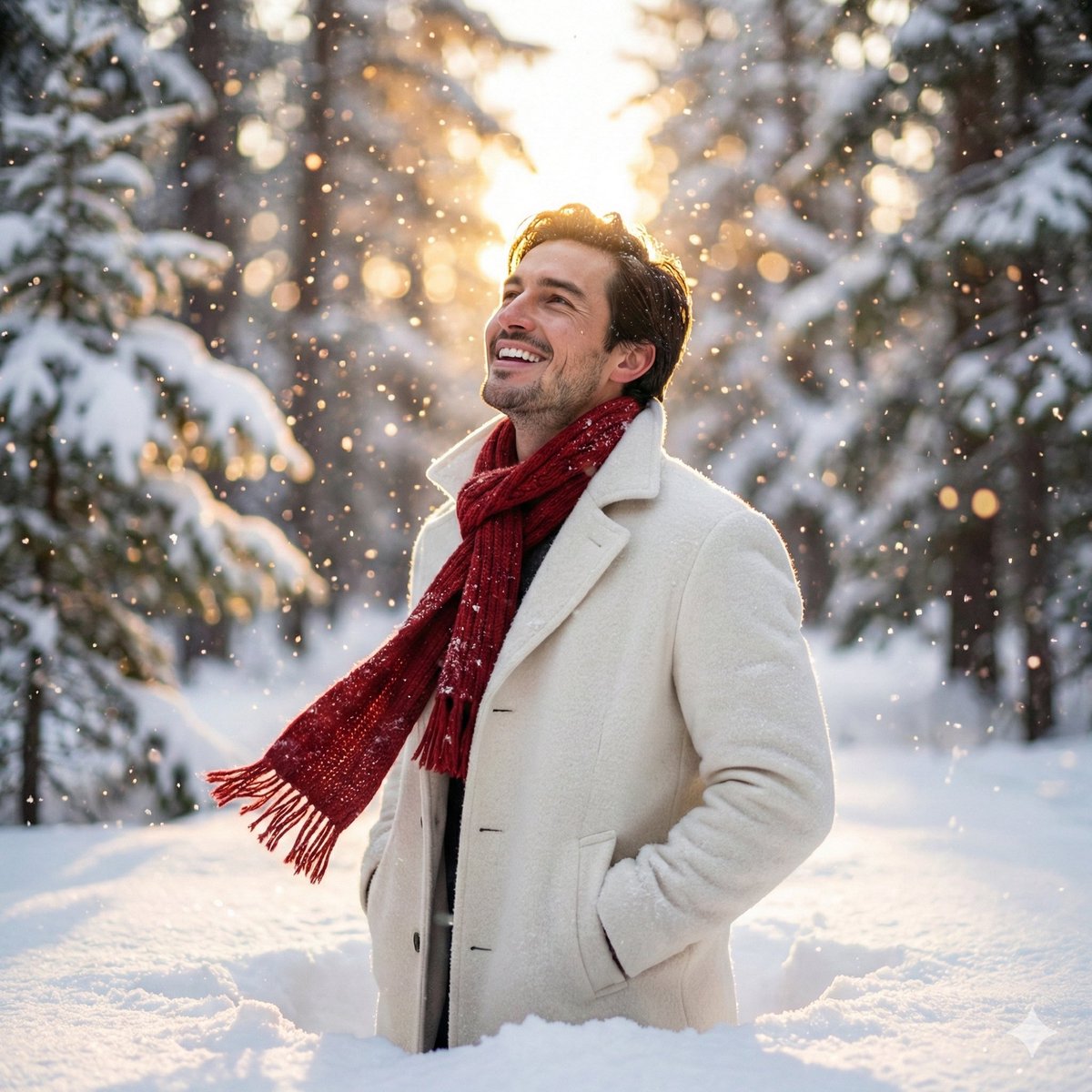 创意冬日印度男子肖像