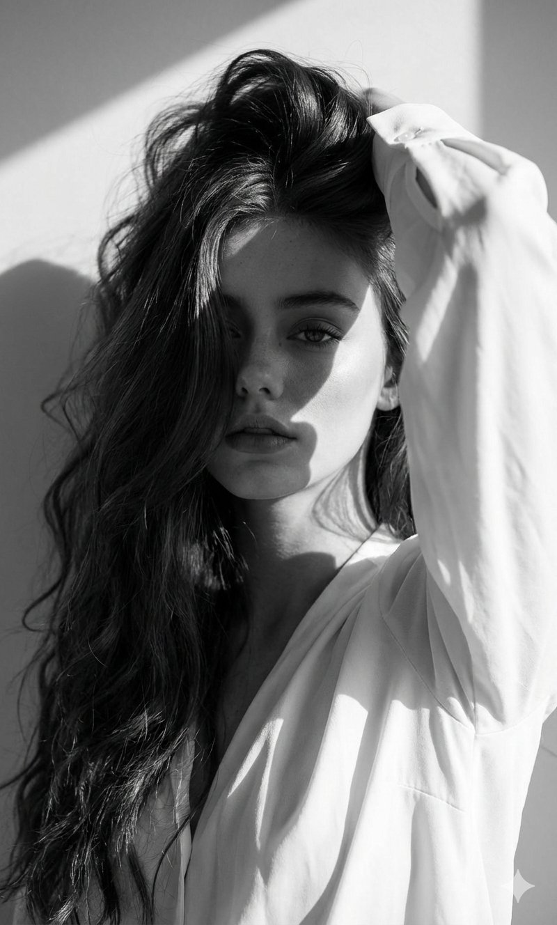 Google Gemini Nano Banana Pro - 黑白时尚编辑肖像