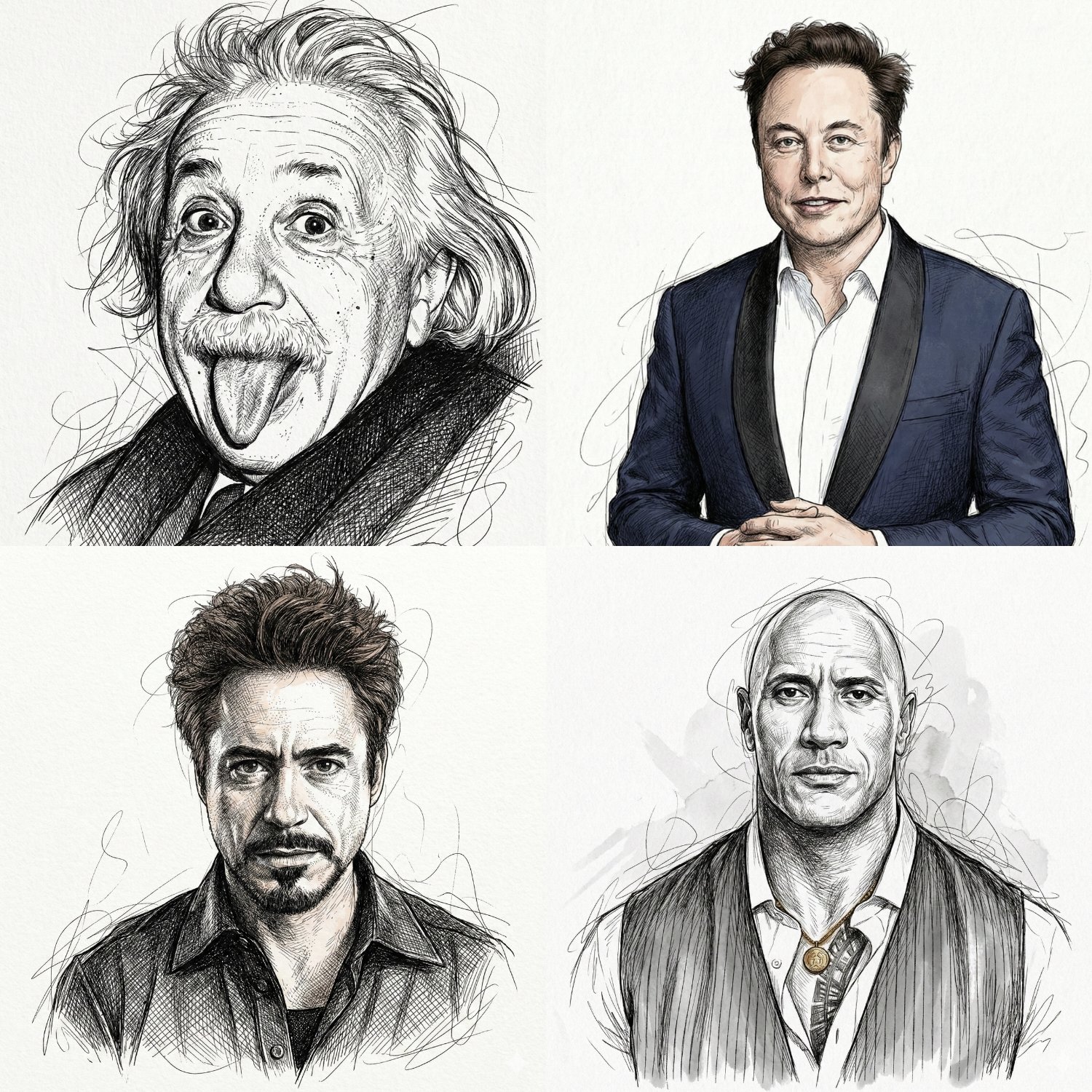 高精度素描风格肖像