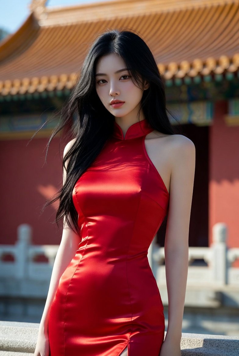 现代中国宫廷庭院时尚摄影