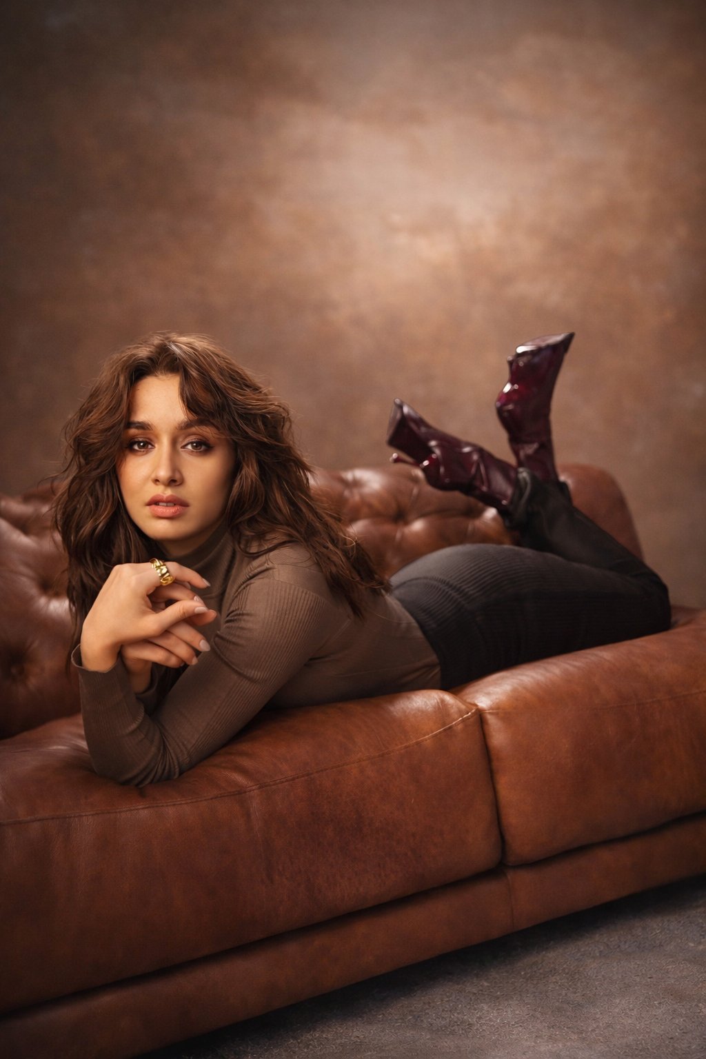 Shraddha Kapoor Brown Turtleneck Studio Portrait