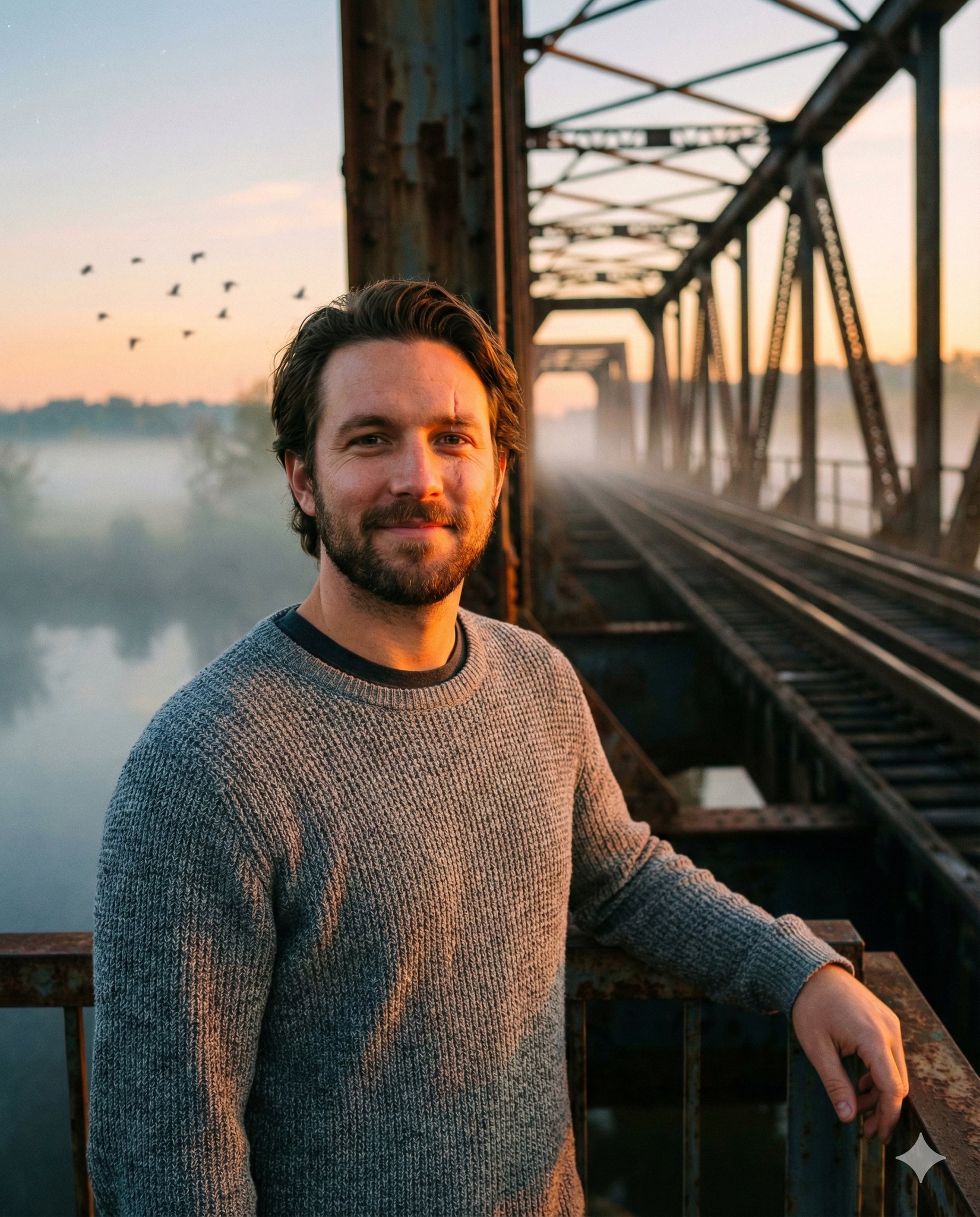 日出火车桥摄影