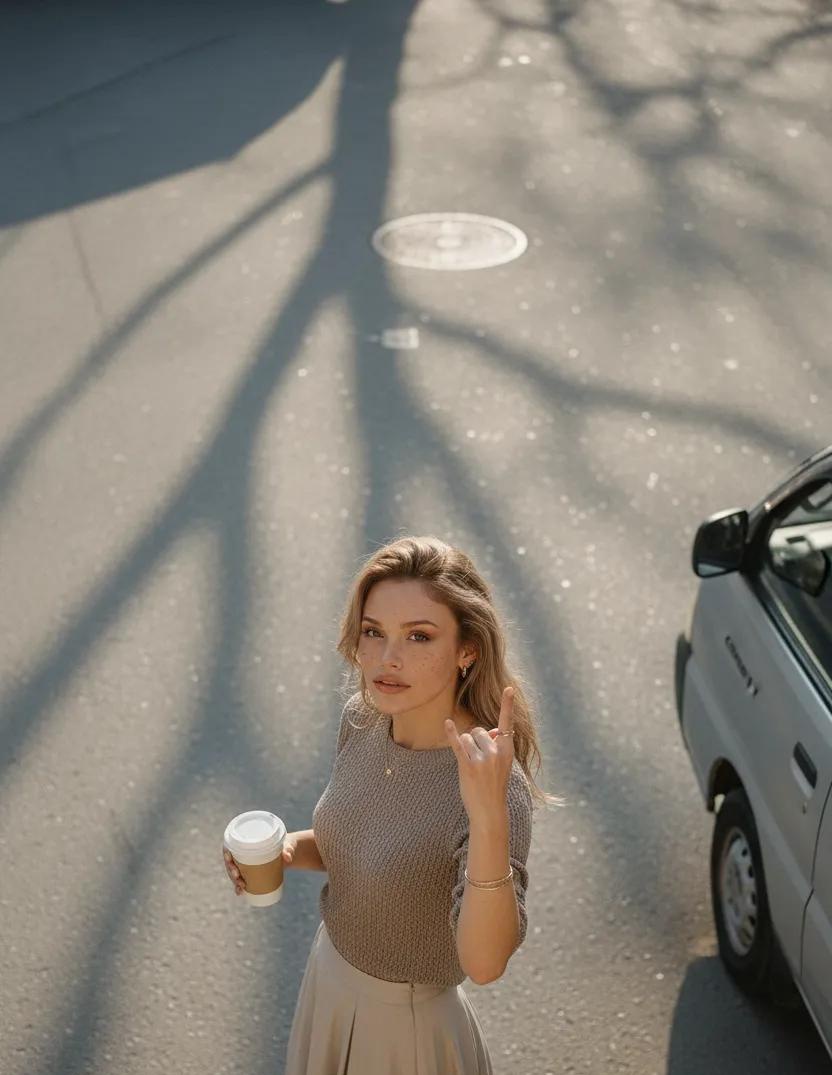 超逼真高角度街头风格摄影：女性