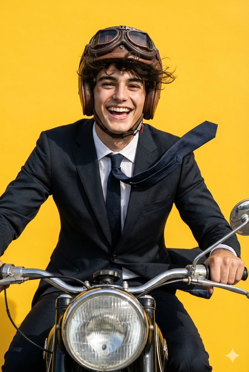 Gemini Nano Banana Pro - 时尚骑手摩托车照
