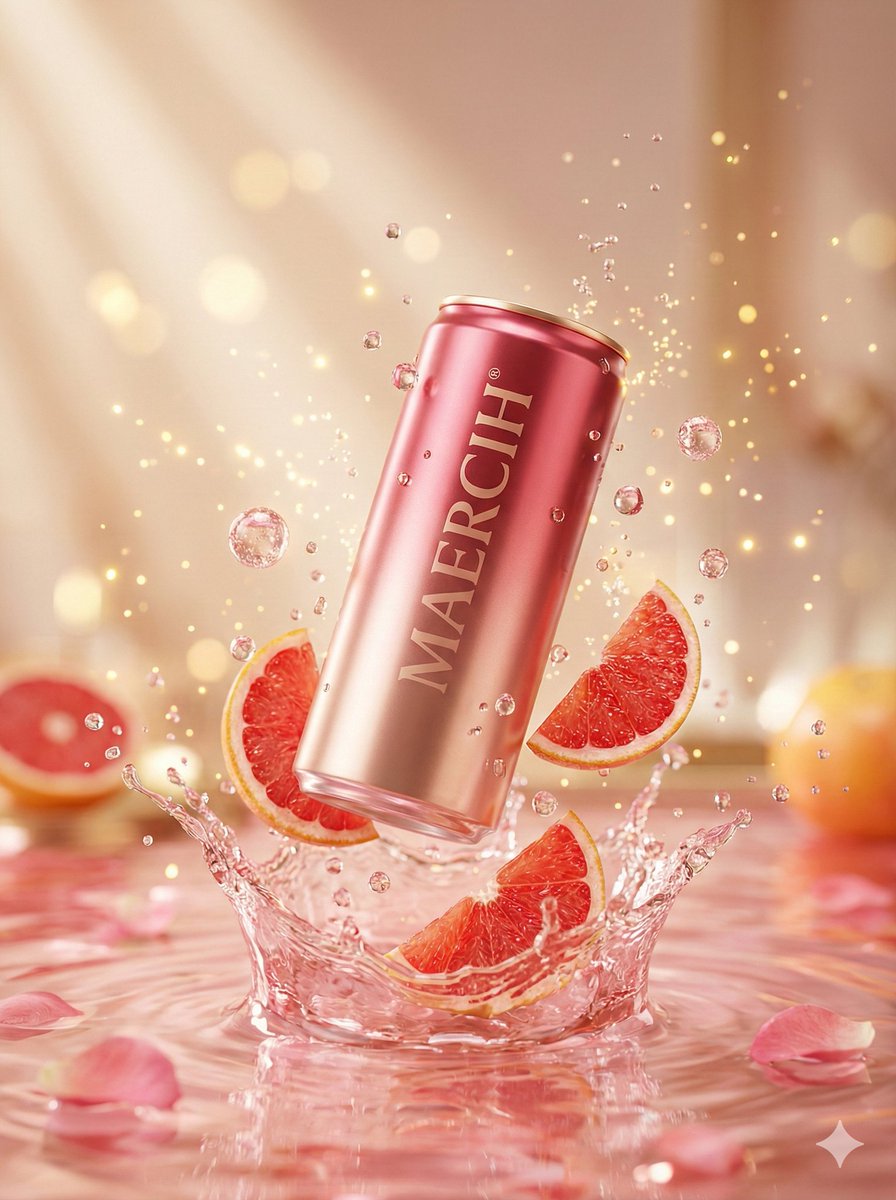 悬浮葡萄柚汽水罐拍摄