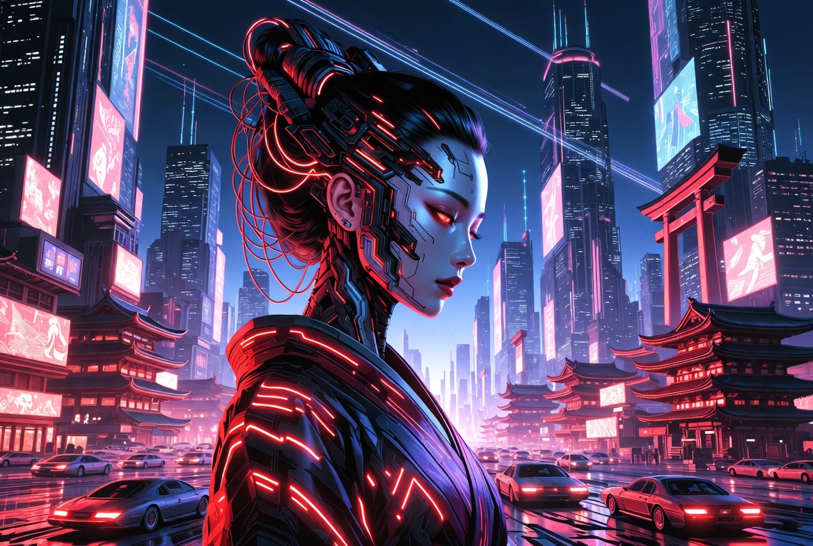 新东京之夜景观插画