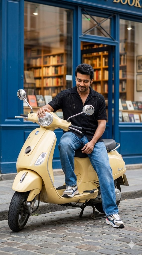 轻松自然的年轻男子复古风格摩托车肖像