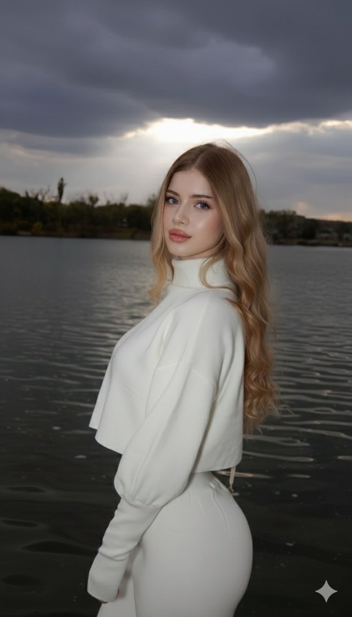 黄昏湖畔时尚摄影肖像