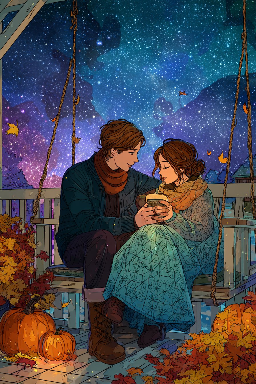 秋日暖意情侣共饮热可可