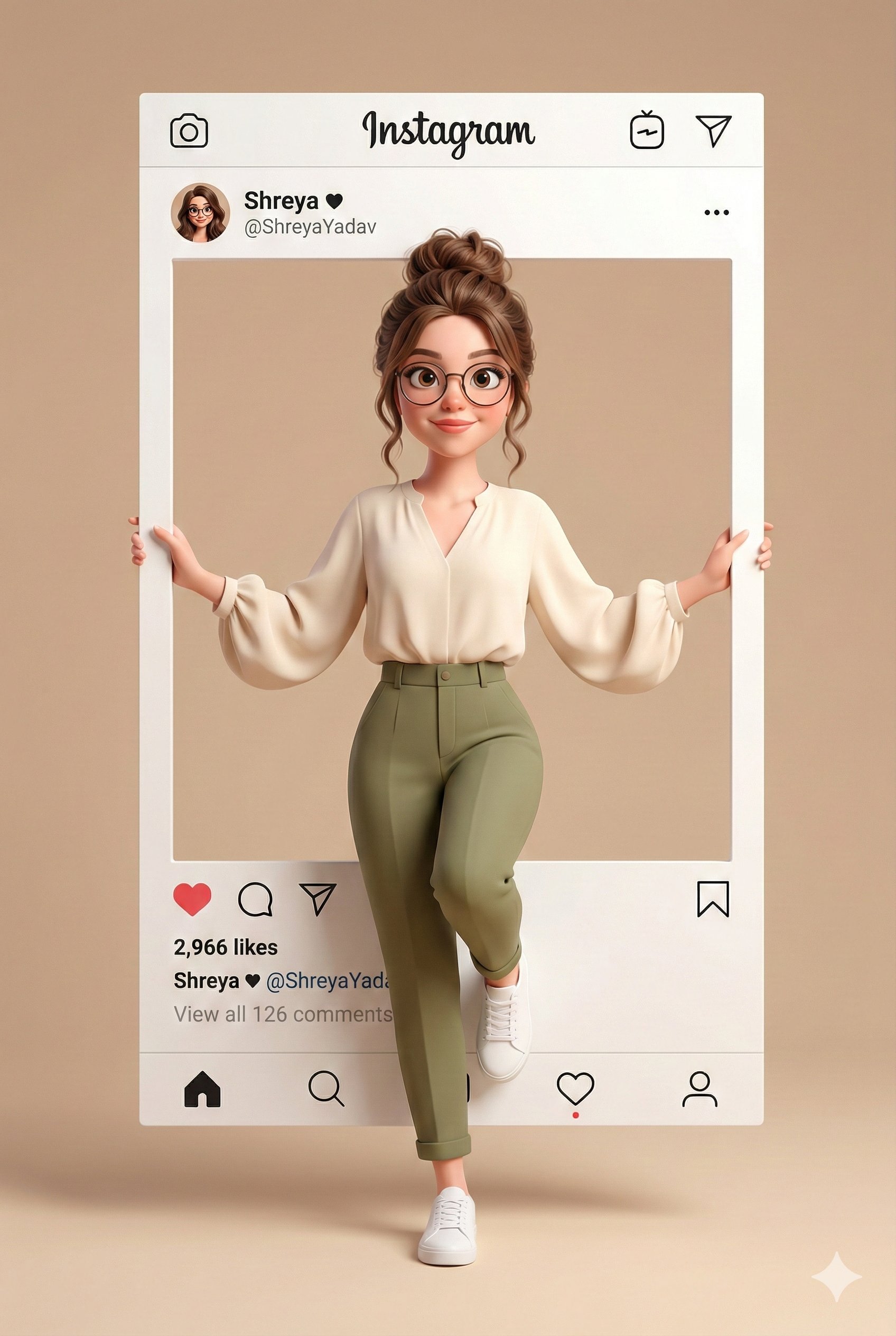 走出画框的可爱3D动画网红女孩