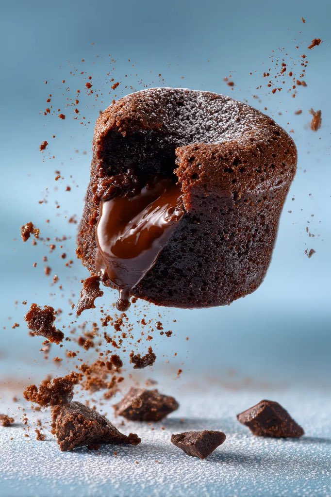 空中漂浮的巧克力慕斯蛋糕