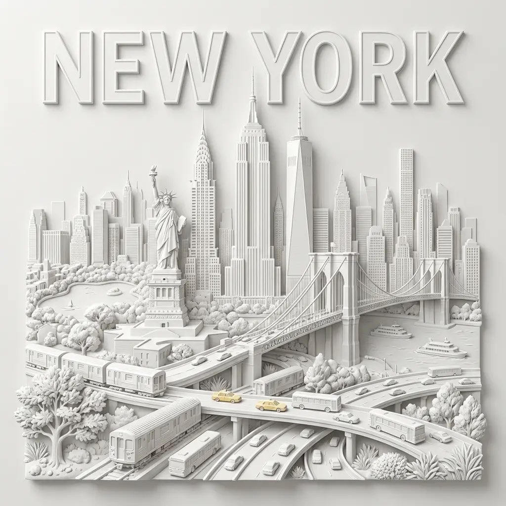 城市名称3D城市模型海报设计