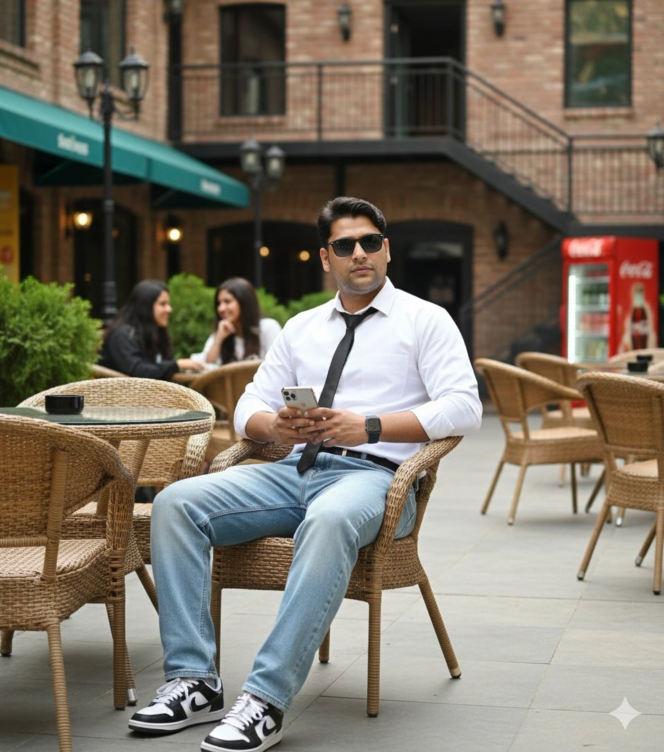 印度男子户外咖啡馆照片