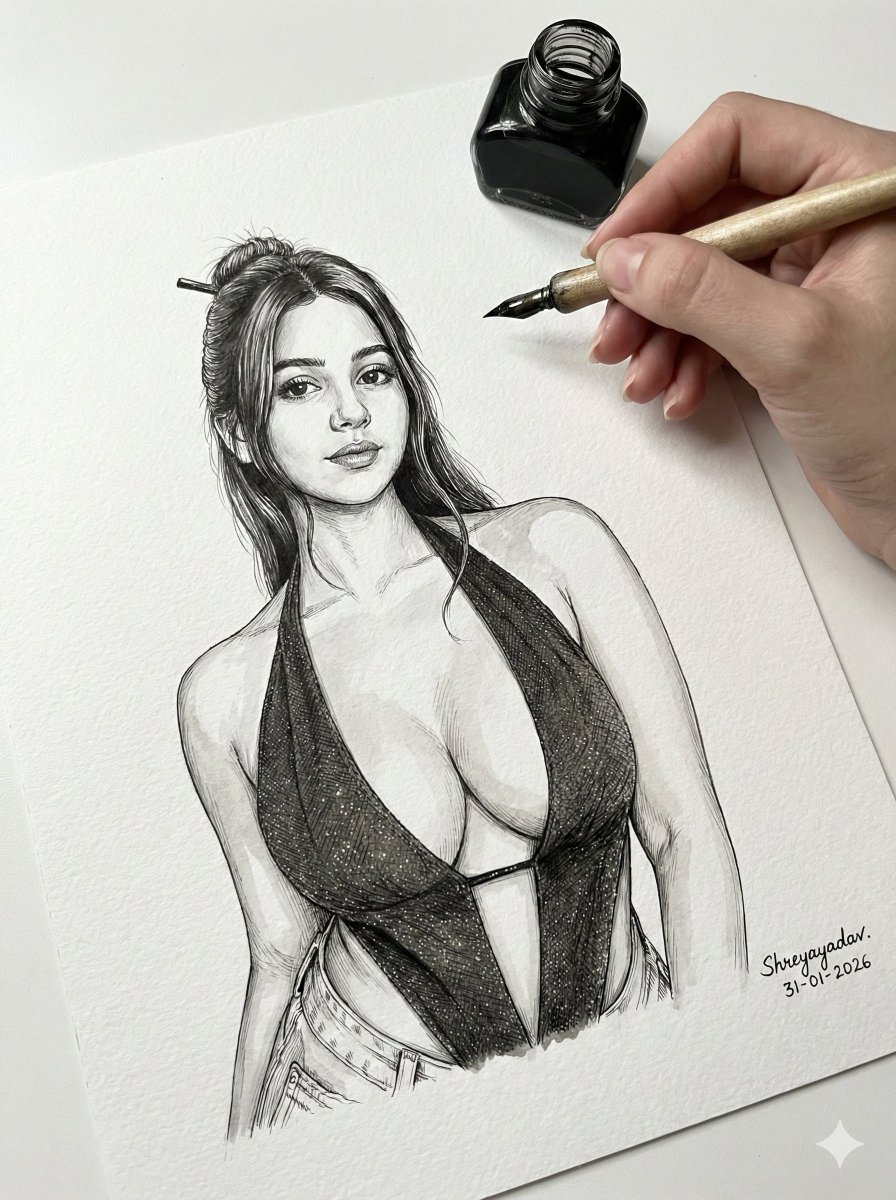 个人肖像墨水素描