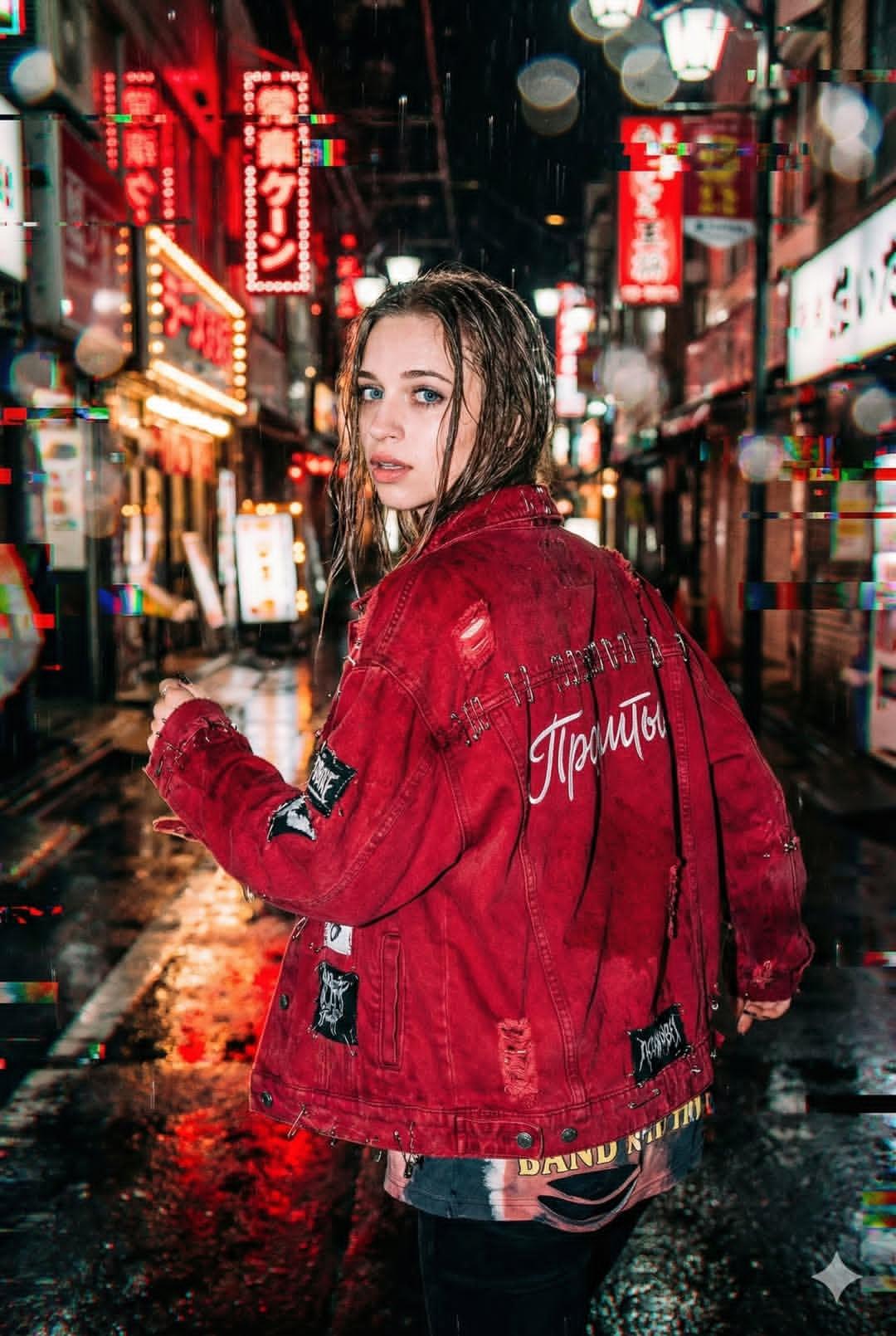 雨中街头风格自拍