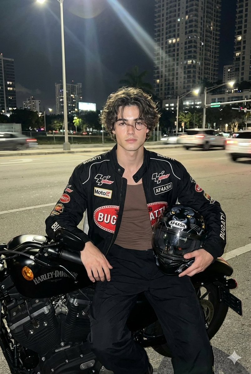 街头夜间摩托车手