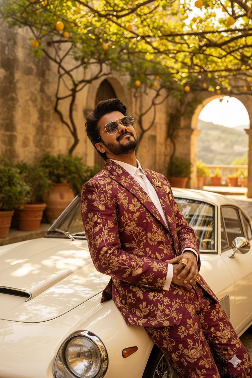 意大利庭院中的超现实主义场景