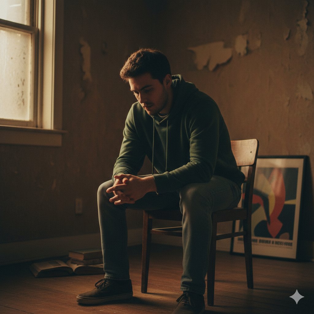 独自沉思的年轻人