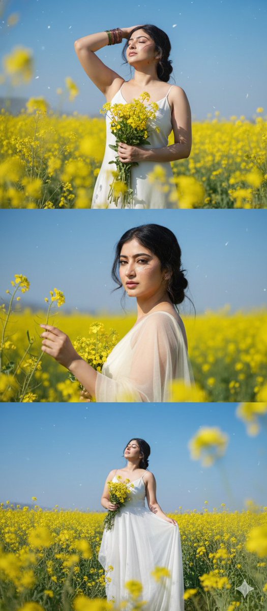 户外田野中梦幻般的三联摄影