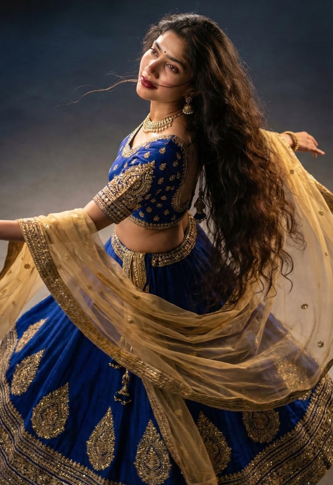 户外田野中梦幻般的女性三联画