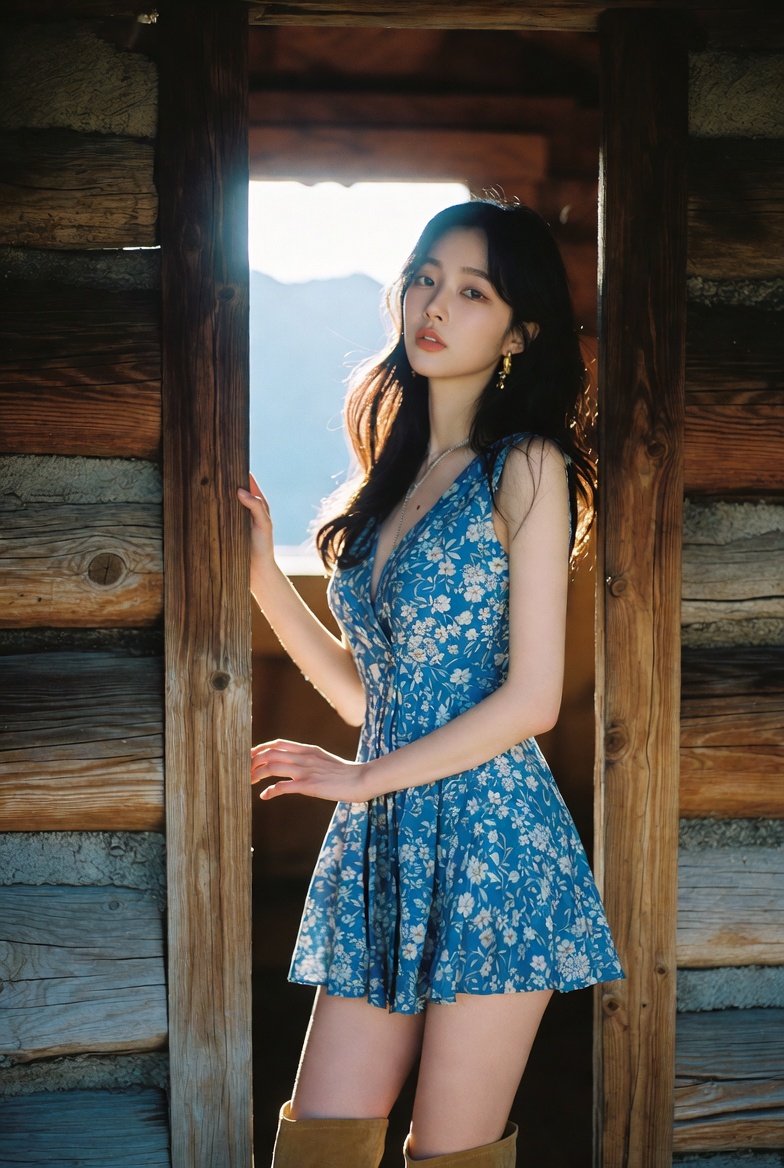 韩国女偶像的乡村小屋肖像