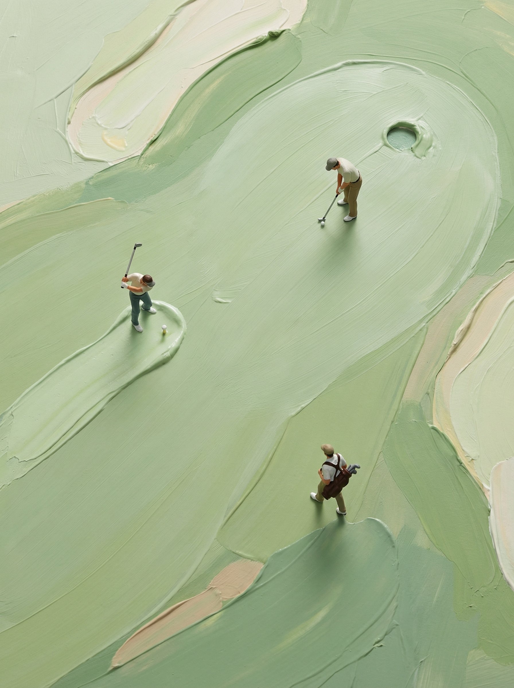 抽象画表面上的微型运动场景