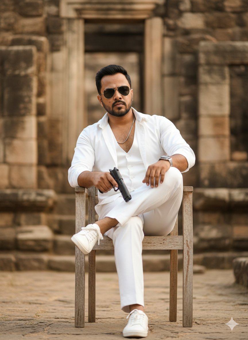 自信年轻男士的影视风格肖像