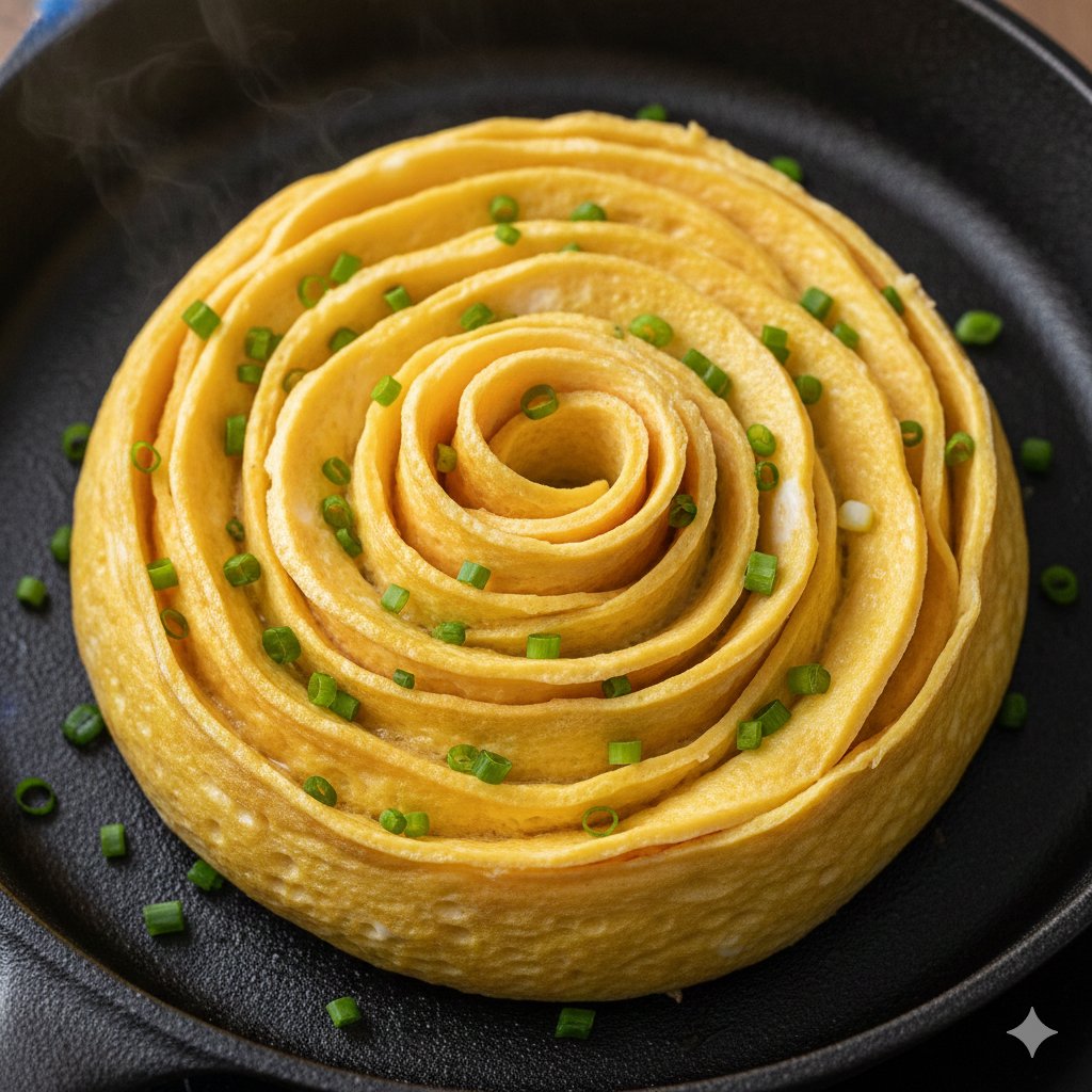 玫瑰形状玉子烧特写