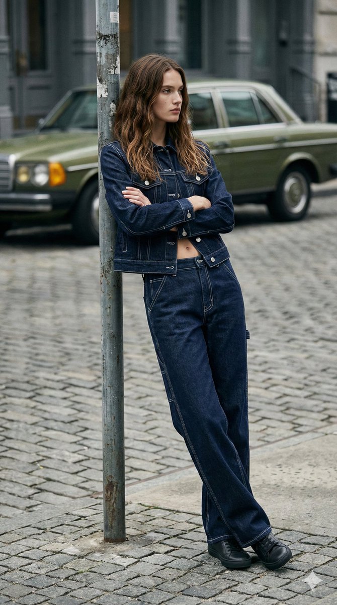 牛仔装时尚模特街头写真