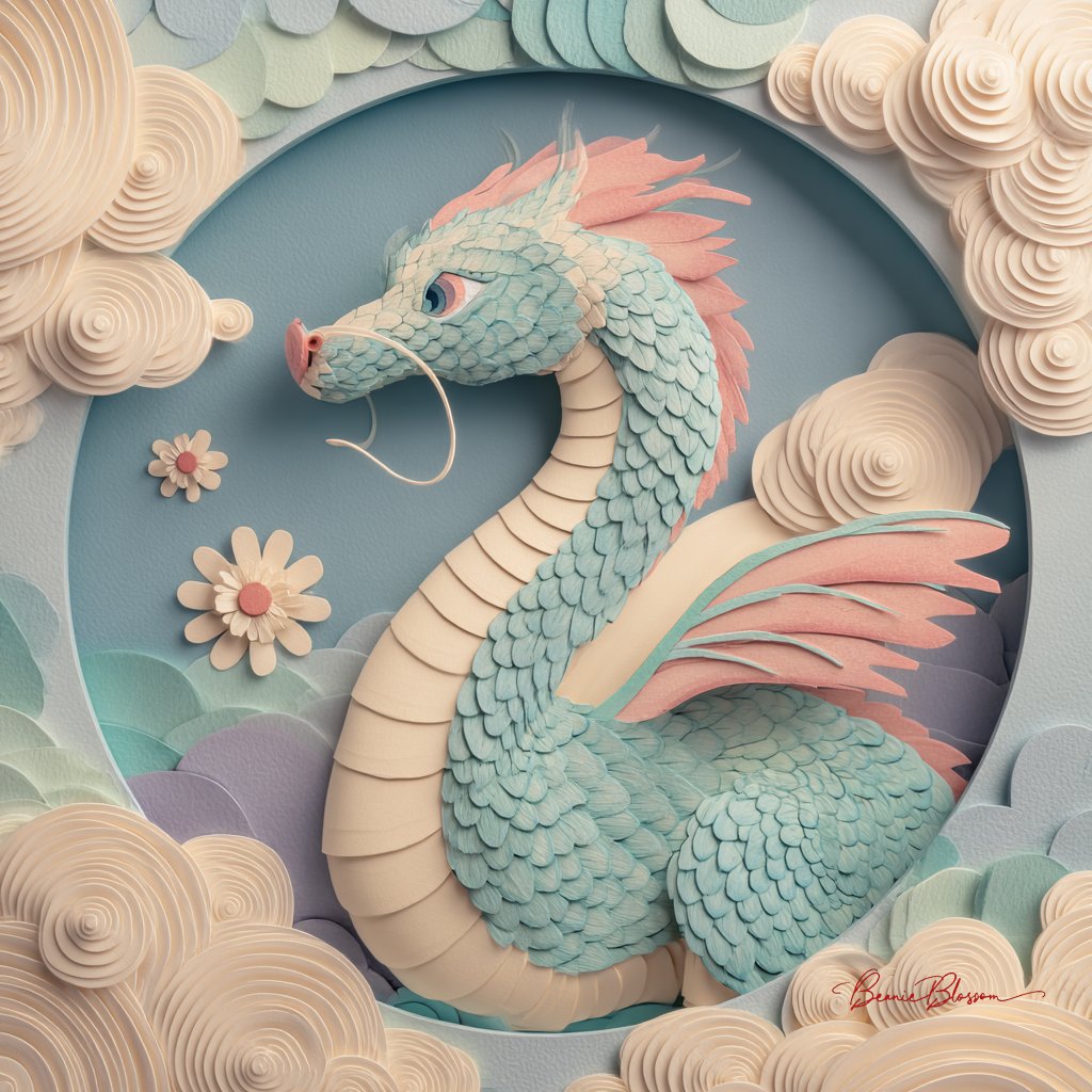 层叠纸艺雕塑龙