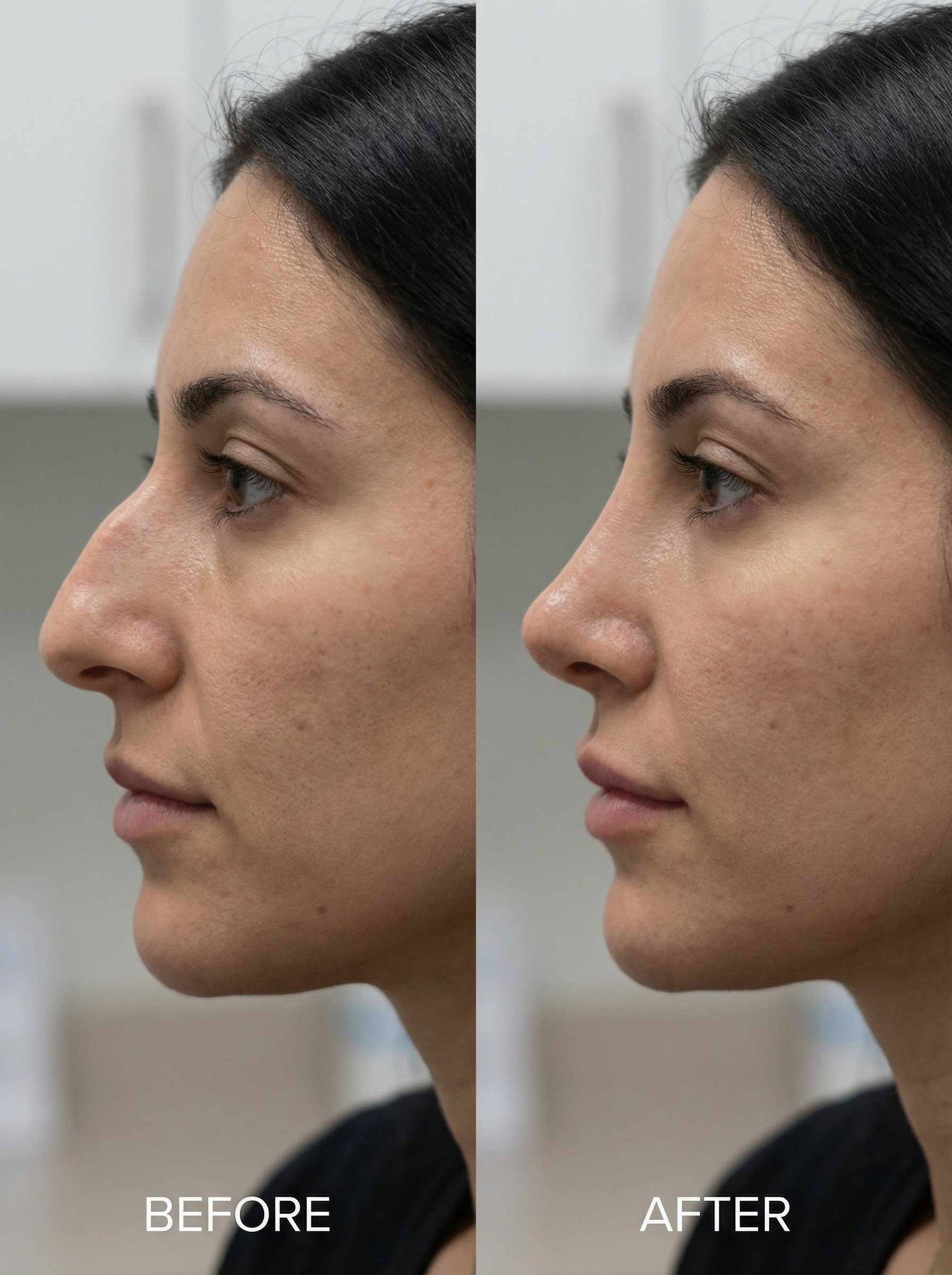 非手术隆鼻前后对比