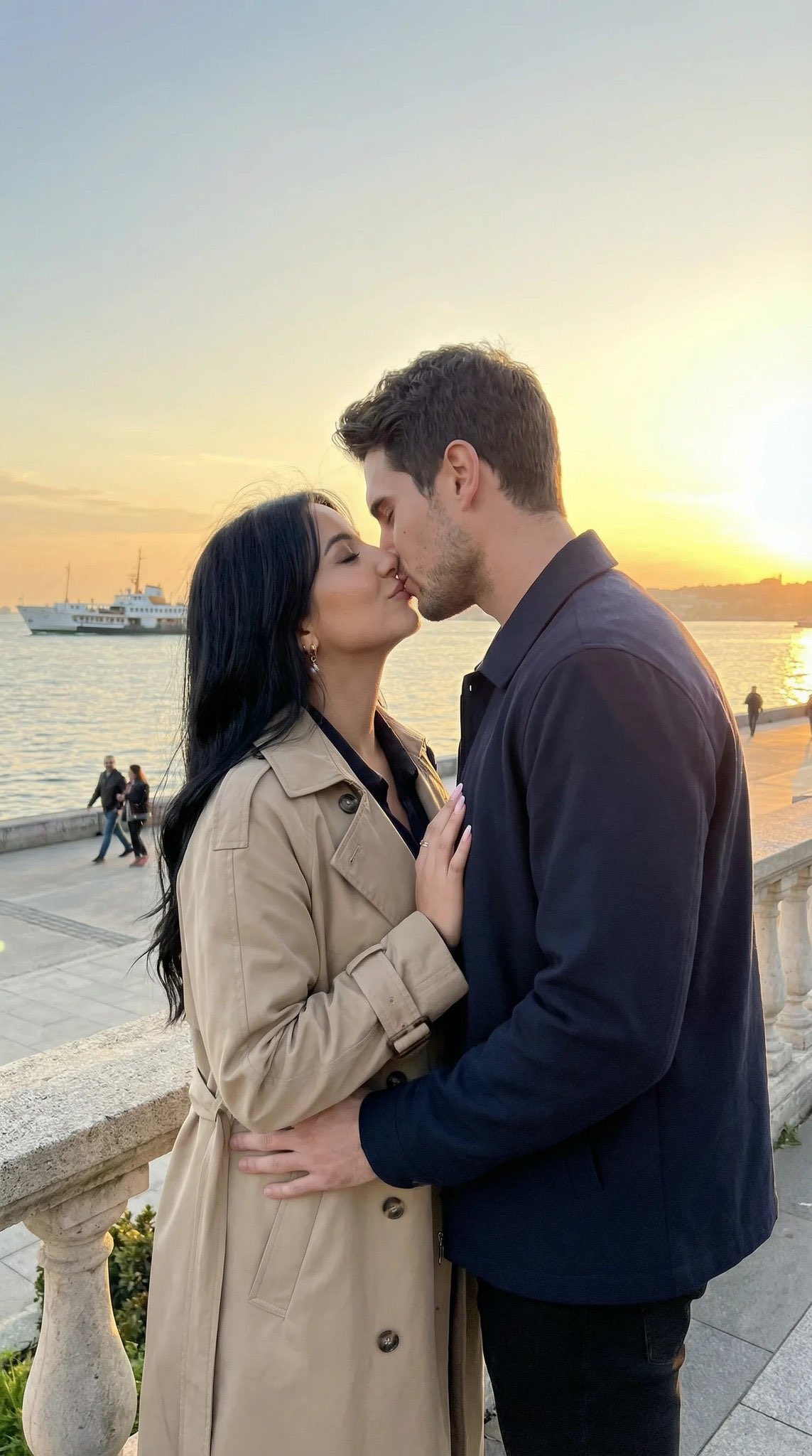 现代伊斯坦布尔Moda海岸日落场景