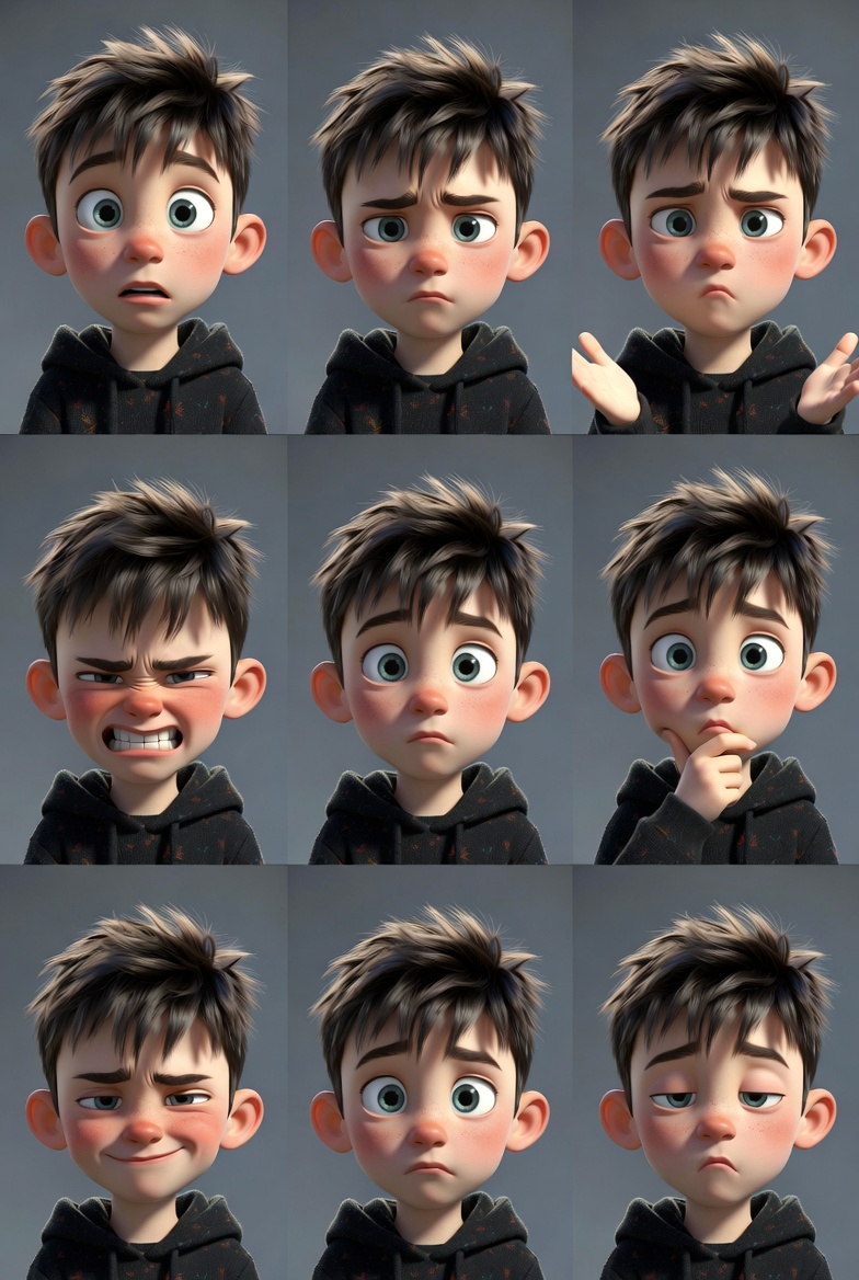 3D皮克斯风格动画男孩角色图