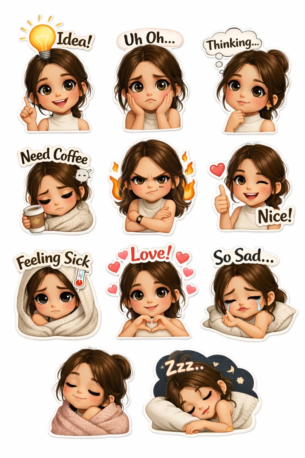 可爱的小女孩卡通贴纸拼贴