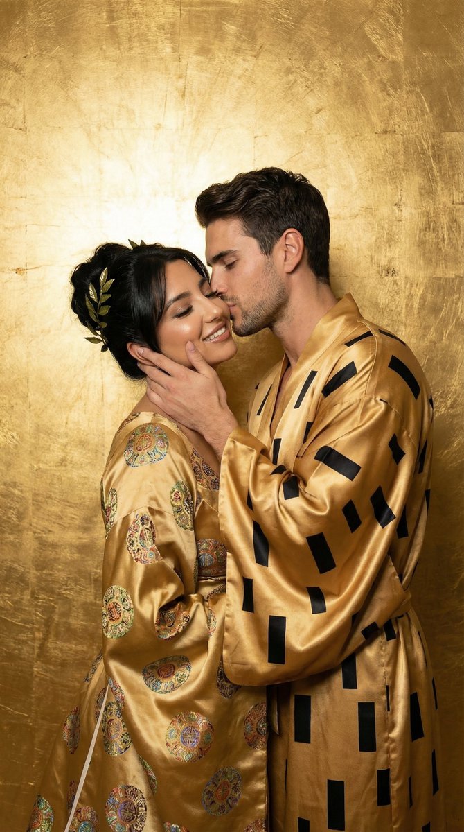 20世纪初金色马赛克艺术风格的高端时尚摄影