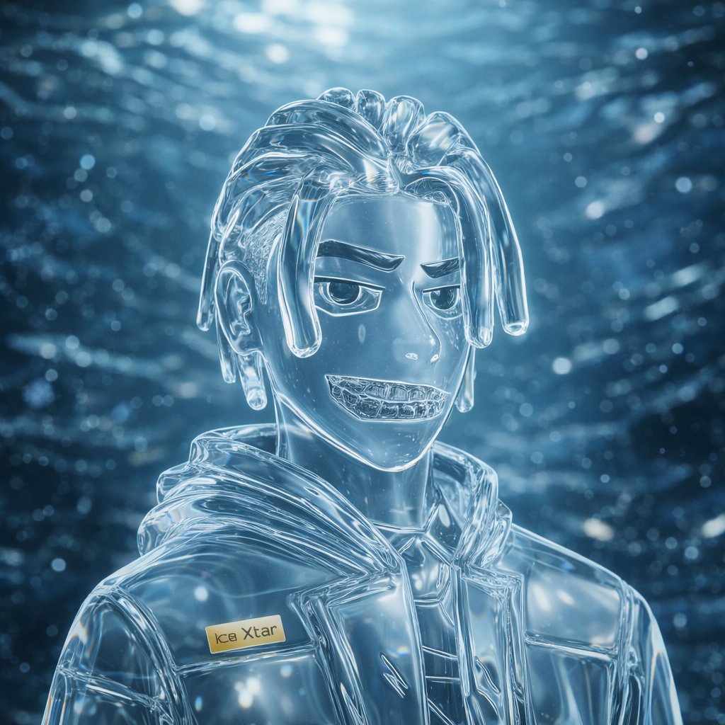 透明玻璃雕塑，水光氛围，现代电影级现实主义