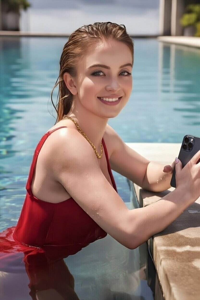 Sydney Sweeney和ana de Armas在游泳池中