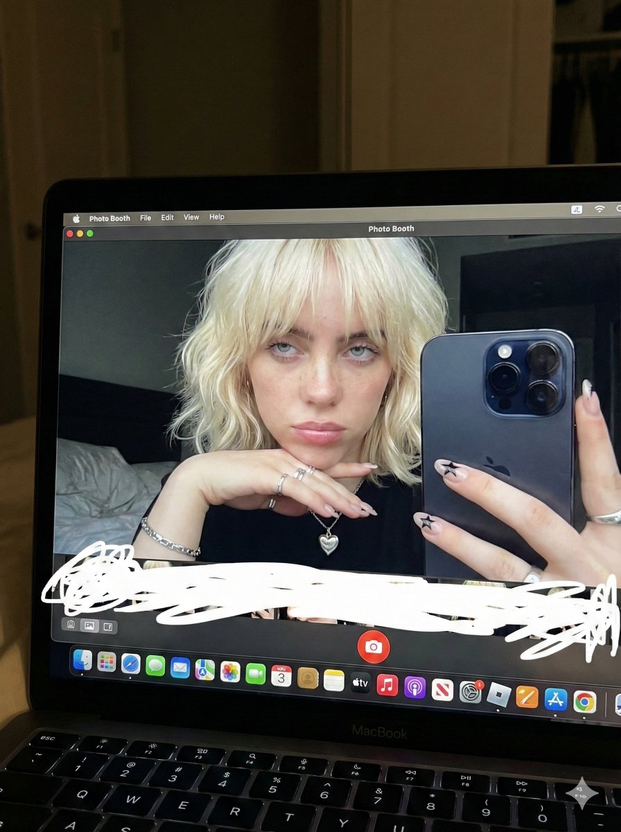 Billie Eilish Photo Booth Selfie on MacBook