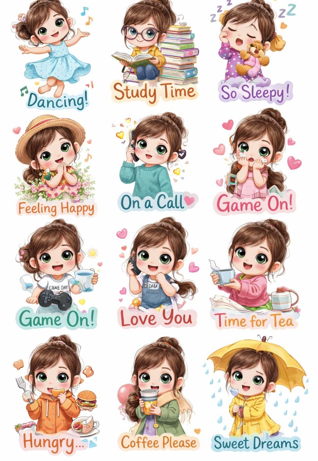 可爱的小女孩贴纸