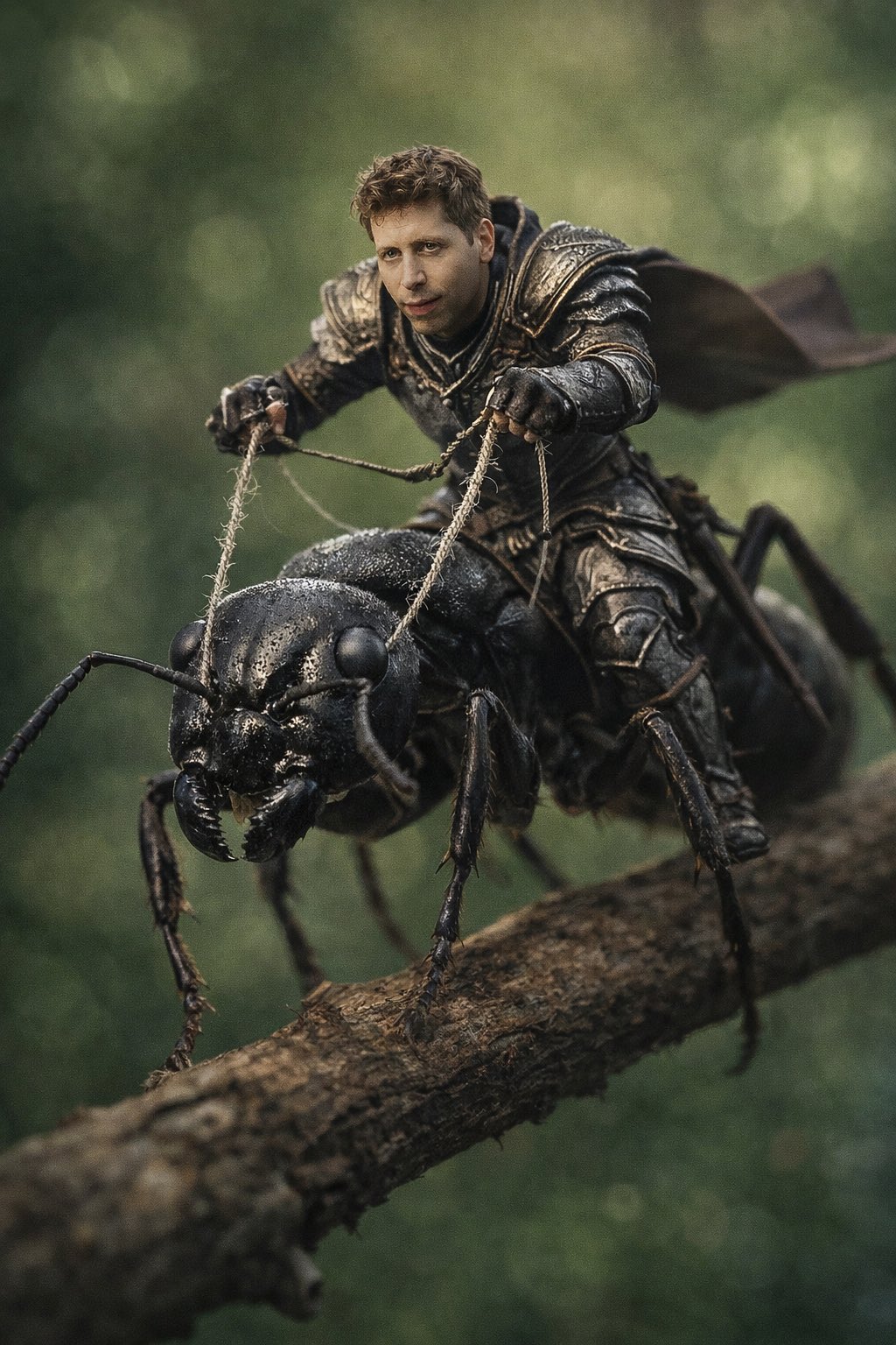 森林细枝上的史诗动作宏观摄影